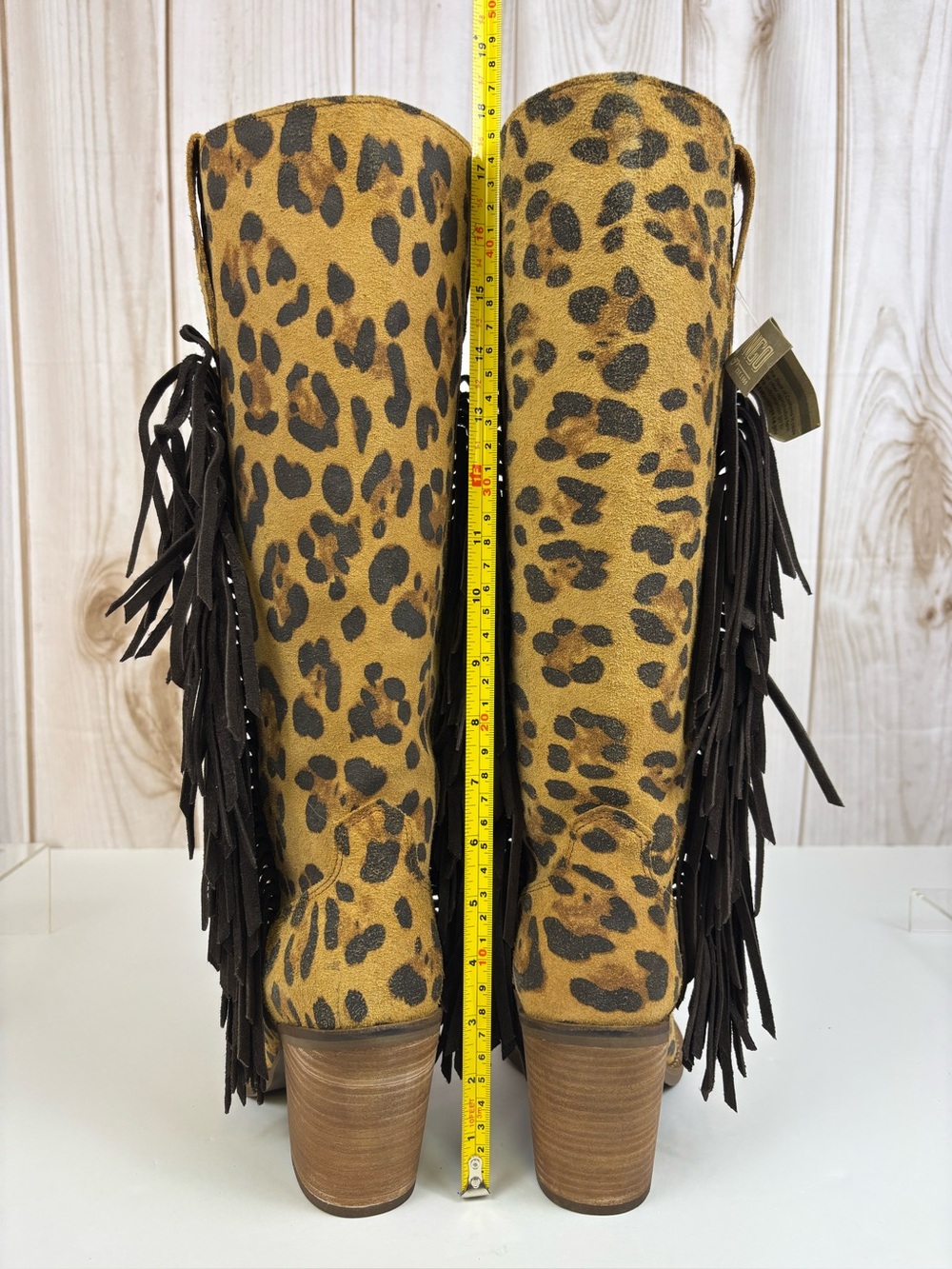 Dingo Twisted Leopard Fringe Suede Western Cowboy Boots Size 10 NIB - Picture 16 of 17